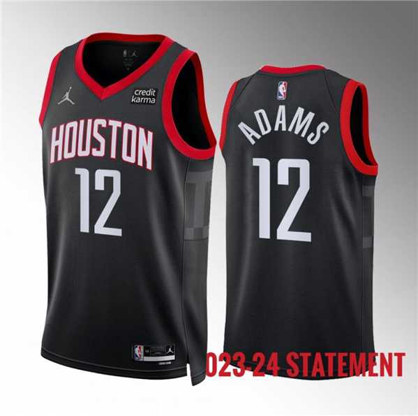 Men's Houston Rockets #12 Steven Adams Black Statement Edition Stitched Jersey Dzhi
